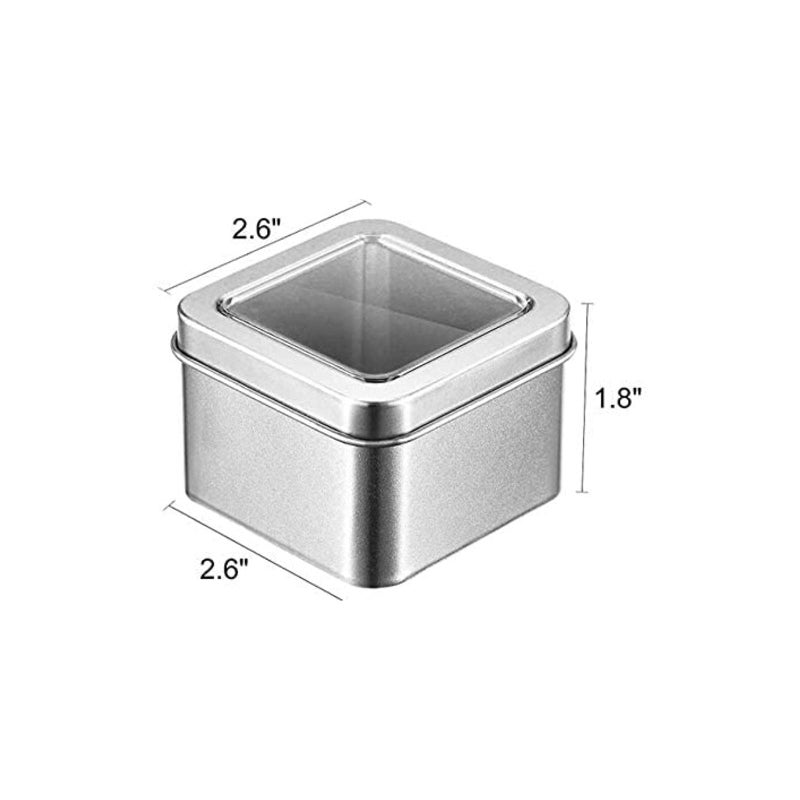 KisSealed Square Metal Tins with Window Lids,15-Pack Empty Square Silver Tins for Candle Making, Candies, Gifts & Treasures (4 OZ) - Image 2